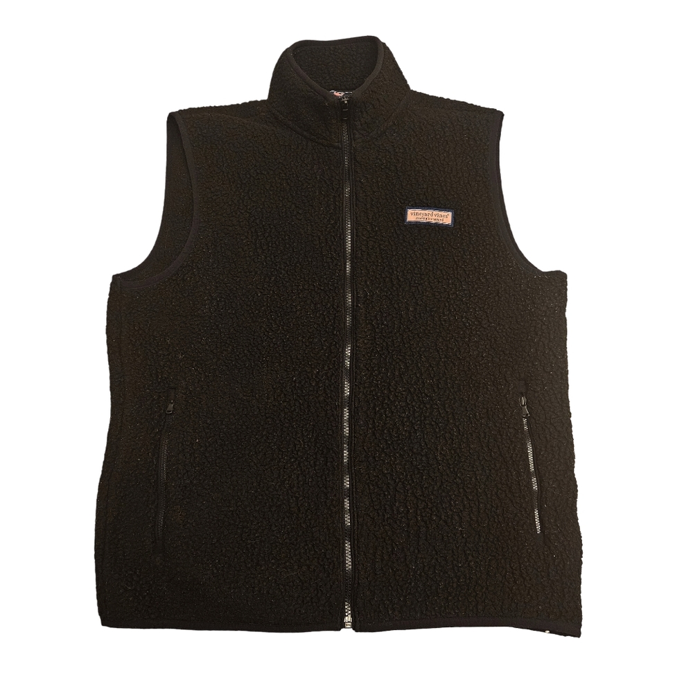 Vineyard Vines Men's Black Sherpa Fleece Zipper Vest